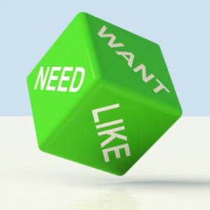 Want, need, like on green cube